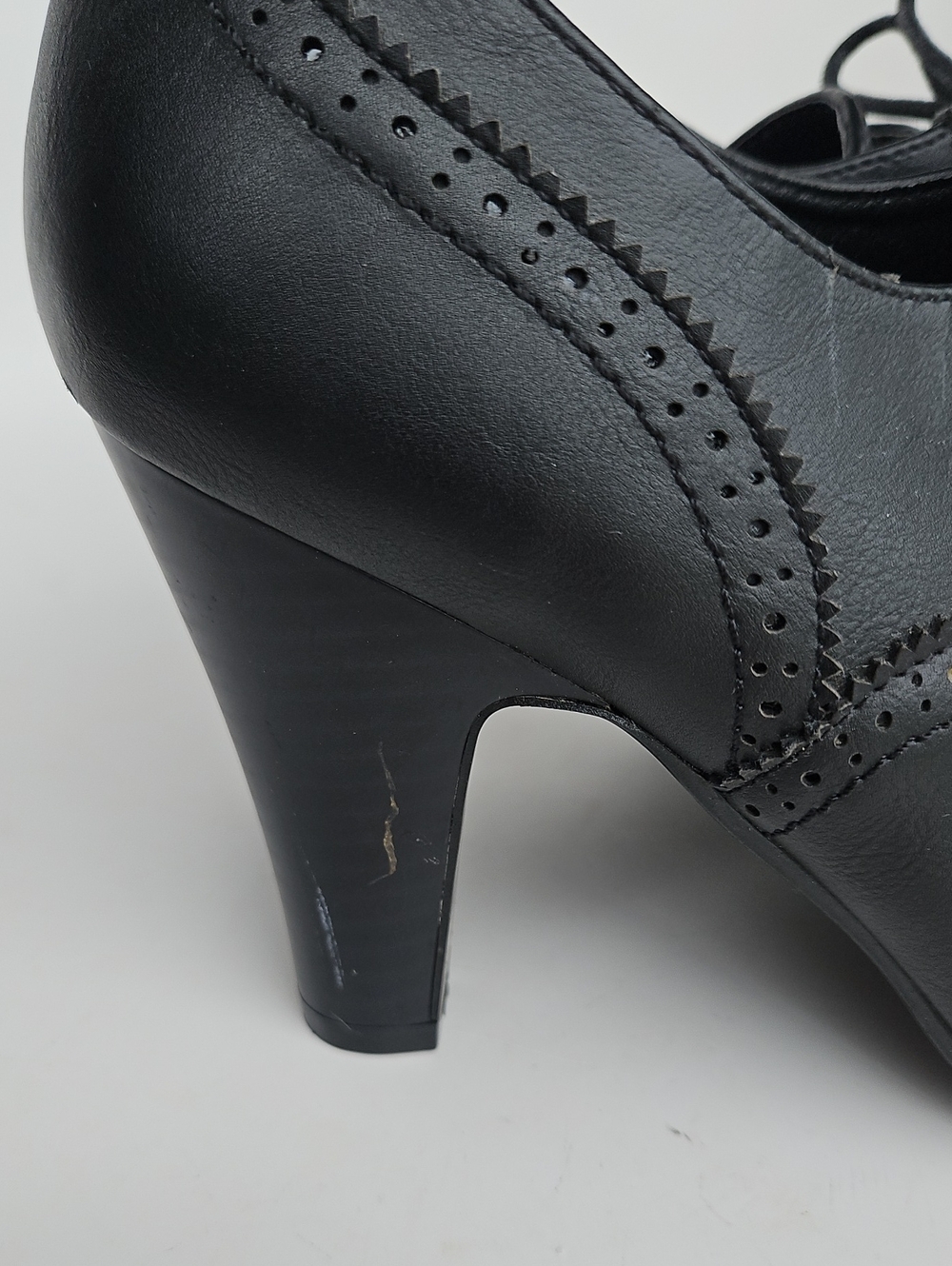 Lace-Up Brogue Heeled Oxford — Black - Picture 6 of 9
